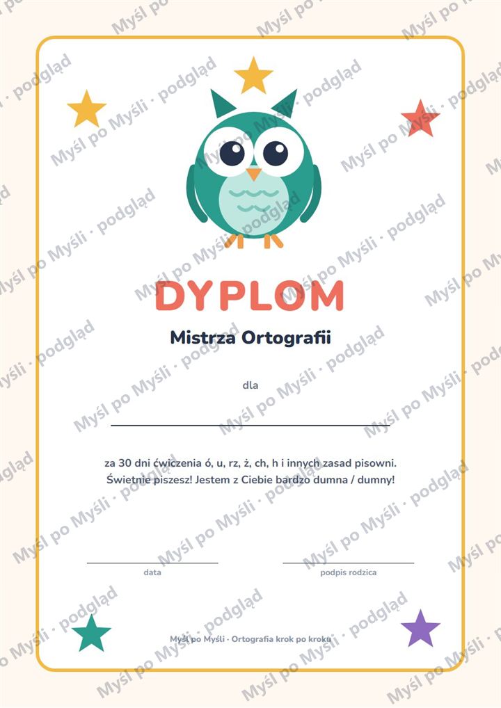 Myśl po Myśli, Ortografia krok po kroku: dyplom