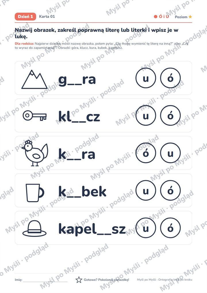 Myśl po Myśli, Ortografia krok po kroku: obrazki