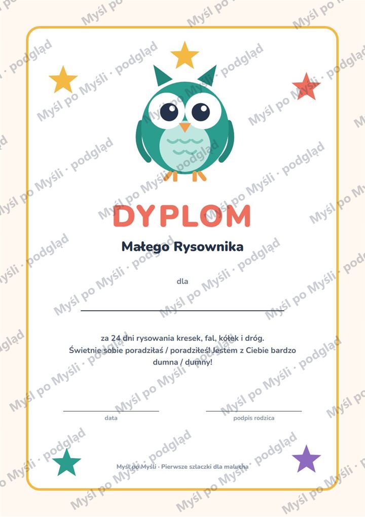 Myśl po Myśli, Pierwsze szlaczki i kreski: dyplom