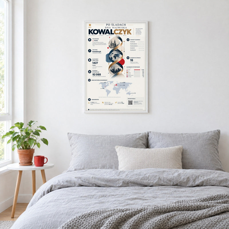Plakat DNA nazwiska Kowalczyk w stylu DAY